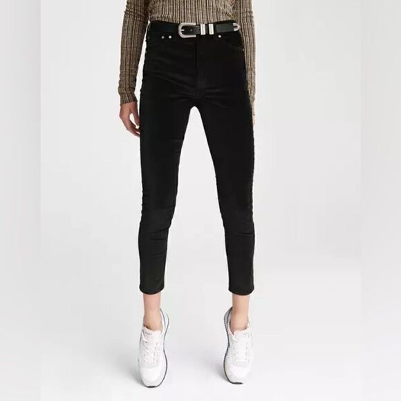 Rag & Bone NWT High Rise Black Velvet Skinny Pant. Size 26. - Picture 1 of 12